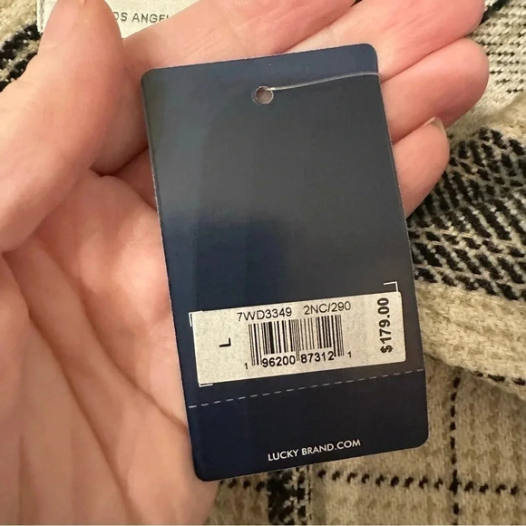 Lucky Brand Women's Black & Cream Plaid Shacket with Pockets Size L NWT - Picture 8 of 10